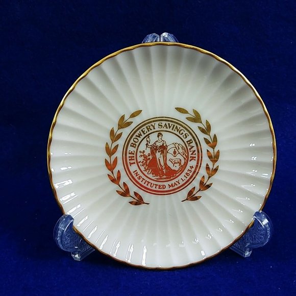 Commemorative Plate Bowery Savings Bank 1963 Custom Made by Lenox 4.25" - Picture 1 of 6